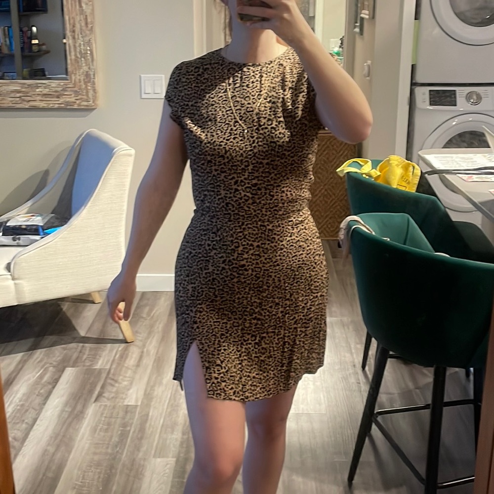 Reformation cheetah print minidress with slit